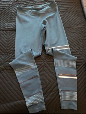 Kids Blue Active Leggings with Reflective Accents